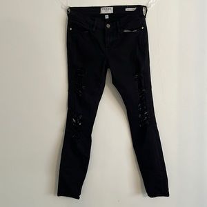 Frame black distressed jeans size 25
